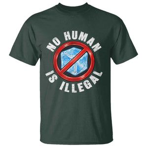 Abolish Ice No Human is Illegal T Shirt Retro Protest Subtle FDT TS10 Dark Forest Green Print Your Wear