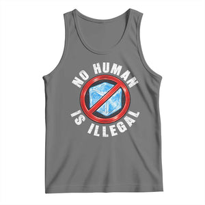 Abolish Ice No Human is Illegal Tank Top Retro Protest Subtle FDT TS10 Black Heather Print Your Wear