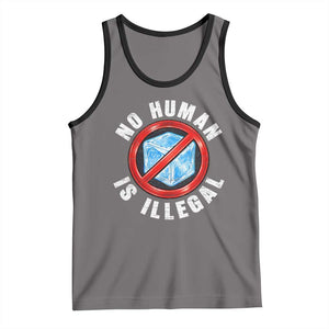 Abolish Ice No Human is Illegal Tank Top Retro Protest Subtle FDT TS10 Deep Heather Black Print Your Wear