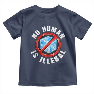 Abolish Ice No Human is Illegal Toddler T Shirt Retro Protest Subtle FDT TS10 Navy Print Your Wear