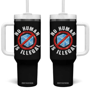 Abolish Ice No Human is Illegal Tumbler With Handle Retro Protest Subtle FDT TS10 One Size: 40 oz Black Print Your Wear