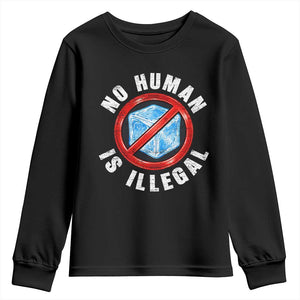 Abolish Ice No Human is Illegal Youth Sweatshirt Retro Protest Subtle FDT TS10 Black Print Your Wear