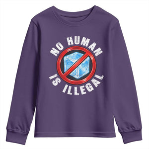Abolish Ice No Human is Illegal Youth Sweatshirt Retro Protest Subtle FDT TS10 Purple Print Your Wear