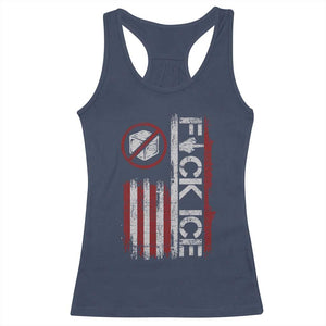 Fck Ice Racerback Tank Top Retro US Flag Subtle FDT Protest TS10 Navy Print Your Wear