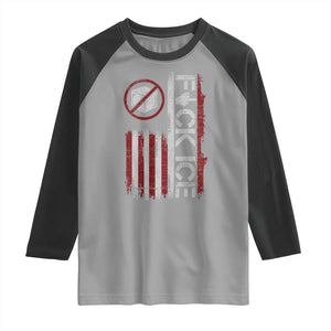 Fck Ice Raglan Shirt Retro US Flag Subtle FDT Protest TS10 Sport Gray Black Print Your Wear