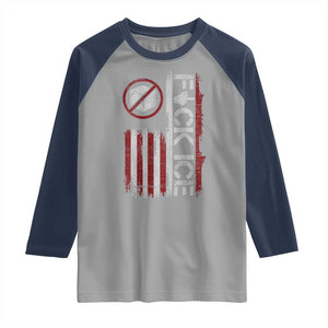 Fck Ice Raglan Shirt Retro US Flag Subtle FDT Protest TS10 Sport Gray Navy Print Your Wear