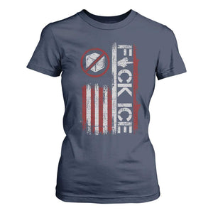 Fck Ice T Shirt For Women Retro US Flag Subtle FDT Protest TS10 Navy Print Your Wear