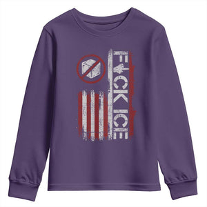 Fck Ice Youth Sweatshirt Retro US Flag Subtle FDT Protest TS10 Purple Print Your Wear