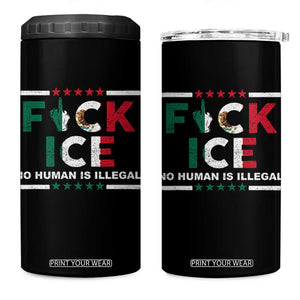 Fck Ice 4 in 1 Can Cooler Tumbler Mexico Flag Mexican Immigrant Anti Immigration Enforcement TS10 One Size: 16 oz Black Print Your Wear