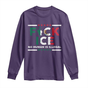Fck Ice Long Sleeve Shirt Mexico Flag Mexican Immigrant Anti Immigration Enforcement TS10 Purple Print Your Wear