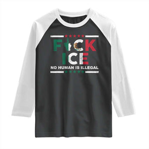 Fck Ice Raglan Shirt Mexico Flag Mexican Immigrant Anti Immigration Enforcement TS10 Black White Print Your Wear