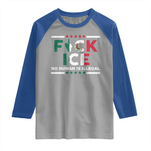 Fck Ice Raglan Shirt Mexico Flag Mexican Immigrant Anti Immigration Enforcement TS10 Sport Gray Royal Print Your Wear