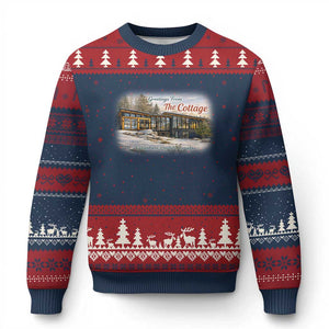 Coming To The Cottage Ugly Christmas Sweater Retro LGBT Romance Hockey Fan TS10 Navy Red Print Your Wear