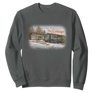 Coming To The Cottage Sweatshirt Retro LGBT Romance Hockey Fan TS10 Dark Heather Print Your Wear