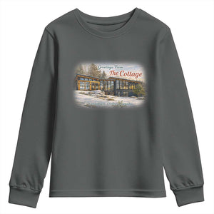 Coming To The Cottage Youth Sweatshirt Retro LGBT Romance Hockey Fan TS10 Dark Heather Print Your Wear