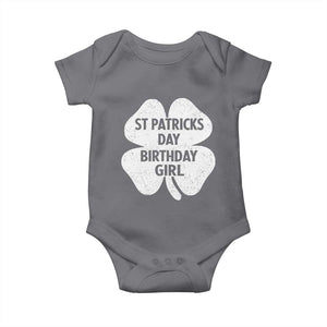St Patricks Day Birthday Girl Baby Onesie Irish Bday Shamrock Clovers TS10 Charcoal Print Your Wear