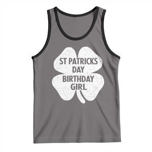 St Patricks Day Birthday Girl Tank Top Irish Bday Shamrock Clovers TS10 Deep Heather Black Print Your Wear