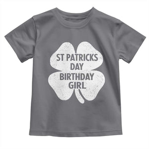 St Patricks Day Birthday Girl Toddler T Shirt Irish Bday Shamrock Clovers TS10 Charcoal Print Your Wear
