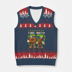 I Was 6 Now Im 7 7th Birthday 67 Meme V-Neck Knit Sweater Vest Six Seven Checkered Kids Gaming Meme TS10 Navy Red Print Your Wear