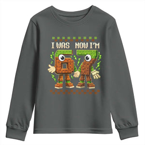 I Was 6 Now Im 7 7th Birthday 67 Meme Youth Sweatshirt Six Seven Checkered Kids Gaming Meme TS10 Dark Heather Print Your Wear