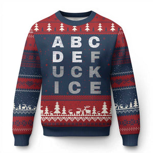 Fck Ice Ugly Christmas Sweater Chinga La Migra Subtle FDT TS10 Navy Red Print Your Wear