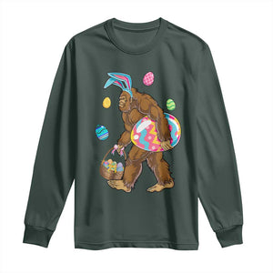 Bigfoot Easter Long Sleeve Shirt Funny Sasquatch Eggs Hunting TS10 Dark Forest Green Print Your Wear