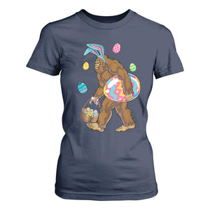 Bigfoot Easter T Shirt For Women Funny Sasquatch Eggs Hunting TS10 Navy Print Your Wear