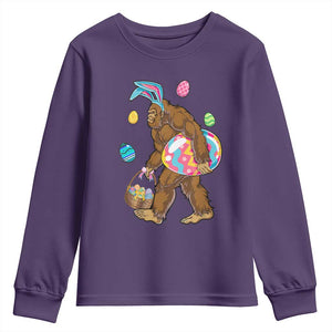 Bigfoot Easter Youth Sweatshirt Funny Sasquatch Eggs Hunting TS10 Purple Print Your Wear