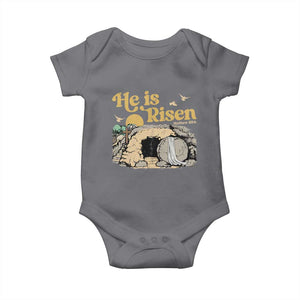 He Is Risen Baby Onesie Retro Vintage Easter Jesus Christian Apparel TS10 Charcoal Print Your Wear