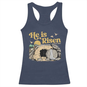 He Is Risen Racerback Tank Top Retro Vintage Easter Jesus Christian Apparel TS10 Navy Print Your Wear