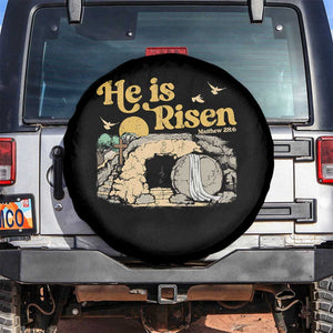He Is Risen Spare Tire Cover Retro Vintage Easter Jesus Christian Apparel TS10 No hole Black Print Your Wear