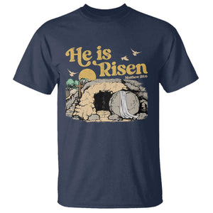 He Is Risen T Shirt Retro Vintage Easter Jesus Christian Apparel TS10 Navy Print Your Wear
