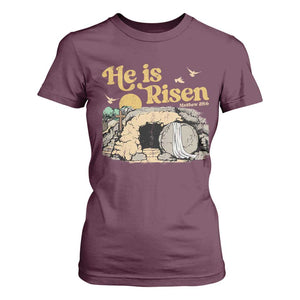 He Is Risen T Shirt For Women Retro Vintage Easter Jesus Christian Apparel TS10 Maroon Print Your Wear