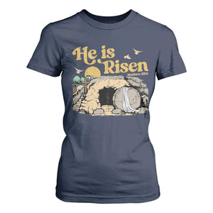 He Is Risen T Shirt For Women Retro Vintage Easter Jesus Christian Apparel TS10 Navy Print Your Wear