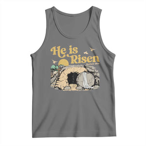 He Is Risen Tank Top Retro Vintage Easter Jesus Christian Apparel TS10 Black Heather Print Your Wear