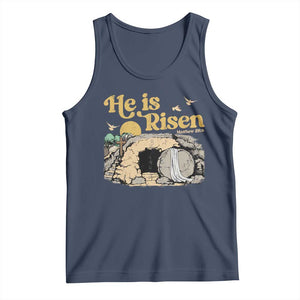 He Is Risen Tank Top Retro Vintage Easter Jesus Christian Apparel TS10 Navy Print Your Wear