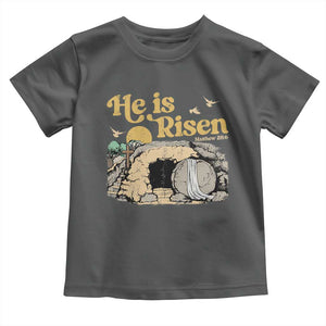 He Is Risen Toddler T Shirt Retro Vintage Easter Jesus Christian Apparel TS10 Dark Heather Print Your Wear