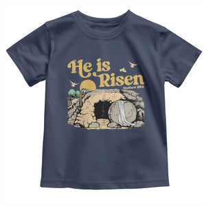 He Is Risen Toddler T Shirt Retro Vintage Easter Jesus Christian Apparel TS10 Navy Print Your Wear