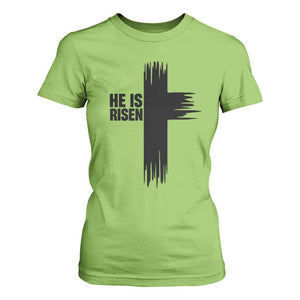 He Is Risen T Shirt For Women Christian Easter Cross TS10 Lime Print Your Wear