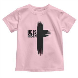 He Is Risen Toddler T Shirt Christian Easter Cross TS10 Light Pink Print Your Wear