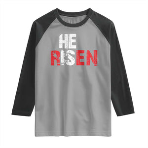 He Is Risen Raglan Shirt Vintage Christian Religious Faith TS10 Sport Gray Black Print Your Wear