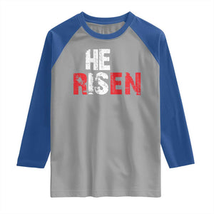 He Is Risen Raglan Shirt Vintage Christian Religious Faith TS10 Sport Gray Royal Print Your Wear
