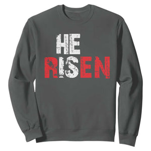 He Is Risen Sweatshirt Vintage Christian Religious Faith TS10 Dark Heather Print Your Wear