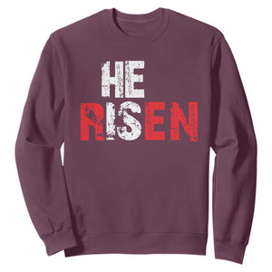 He Is Risen Sweatshirt Vintage Christian Religious Faith TS10 Maroon Print Your Wear