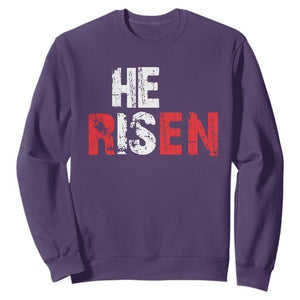 He Is Risen Sweatshirt Vintage Christian Religious Faith TS10 Purple Print Your Wear