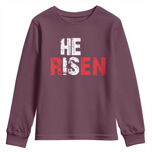 He Is Risen Youth Sweatshirt Vintage Christian Religious Faith TS10 Maroon Print Your Wear