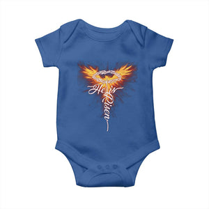 He Is Risen Baby Onesie Jesus Resurrection Easter Christian Cross Phoenix Rising TS10 Royal Blue Print Your Wear