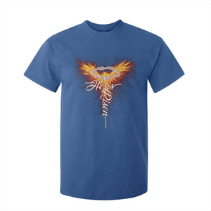 He Is Risen T Shirt For Kid Jesus Resurrection Easter Christian Cross Phoenix Rising TS10 Royal Blue Print Your Wear