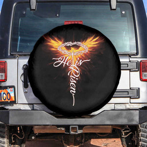 He Is Risen Spare Tire Cover Jesus Resurrection Easter Christian Cross Phoenix Rising TS10 No hole Black Print Your Wear