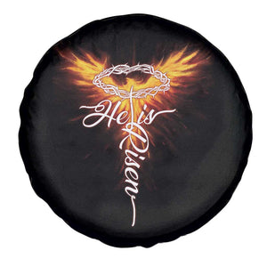 He Is Risen Spare Tire Cover Jesus Resurrection Easter Christian Cross Phoenix Rising TS10 Print Your Wear